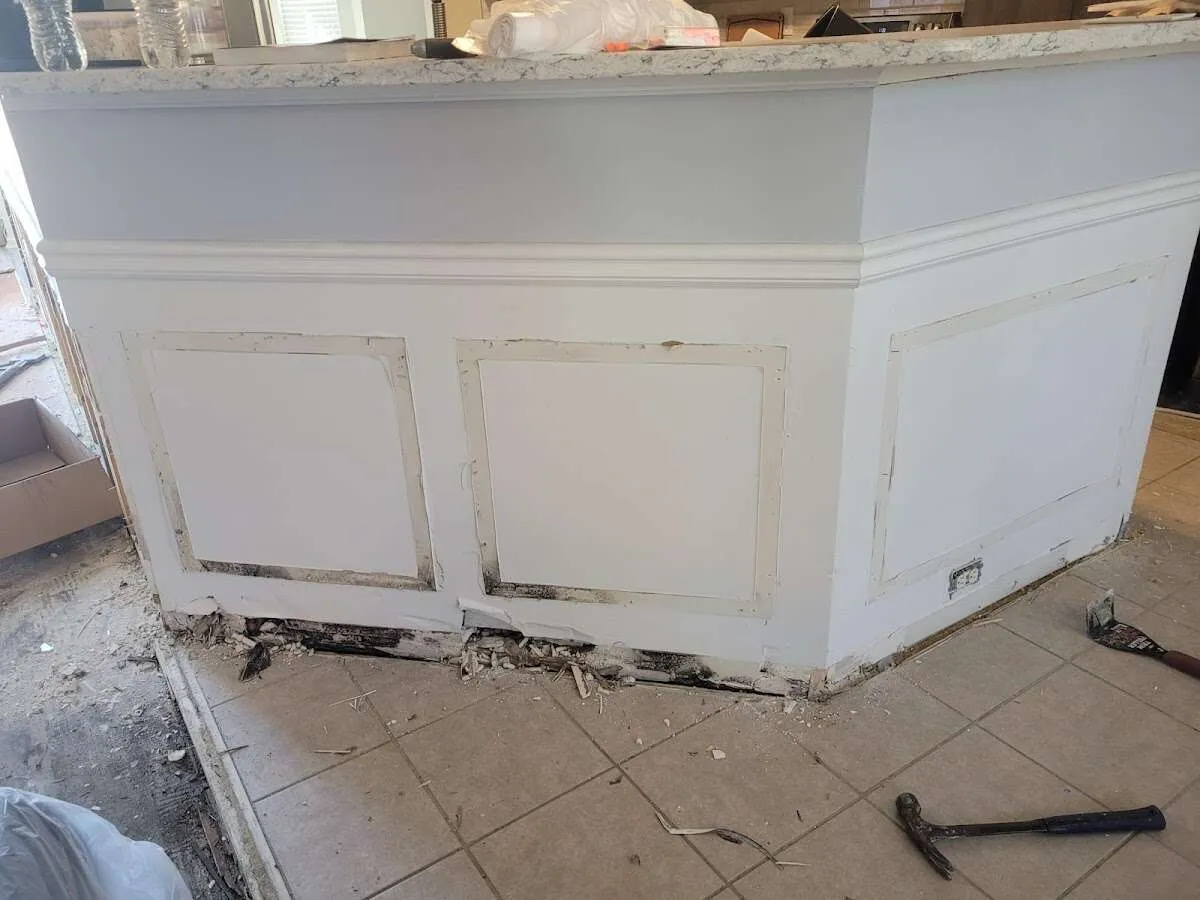 Water damage and mold on kitchen during Storm Damage Restoration in Carencro